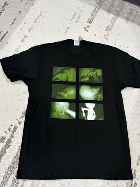 Supreme Black Tee with Green Photo Grid Graphic